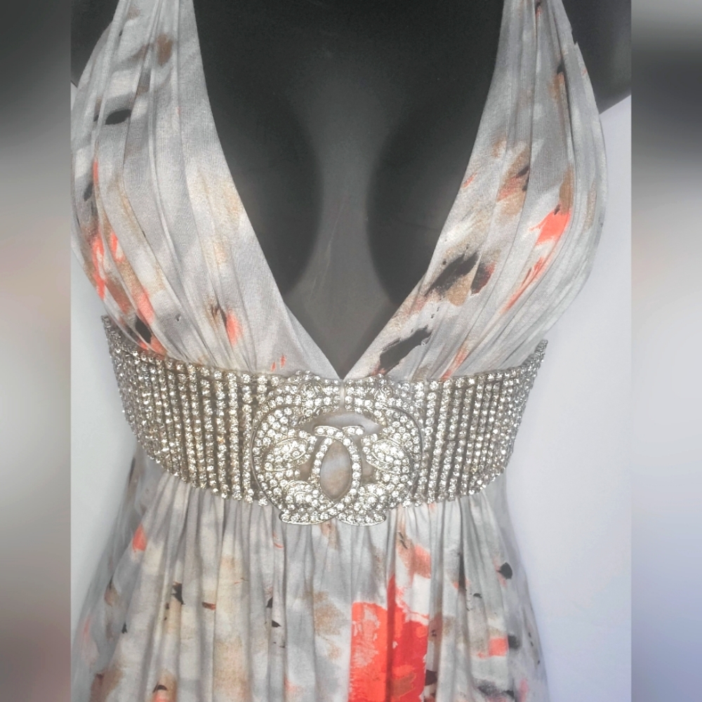 Crystal Jaguar Belt Crossback Cocktail Dress